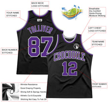 Charger l&#39;image dans la galerie, Custom Black Purple-Gray Authentic Throwback Basketball Jersey
