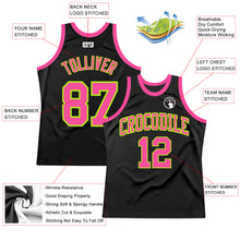 Load image into Gallery viewer, Custom Black Pink-Neon Green Authentic Throwback Basketball Jersey
