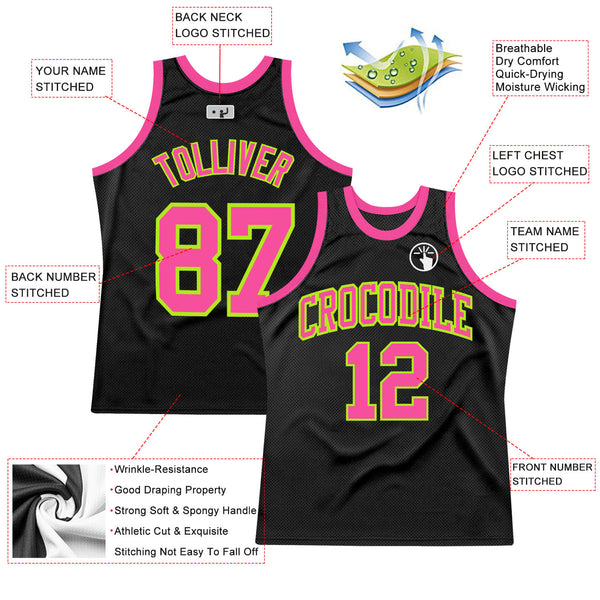 Cheap Custom Pink Black-White Authentic Throwback Basketball Jersey Free  Shipping – CustomJerseysPro