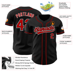 Custom Black Red-White Authentic Baseball Jersey