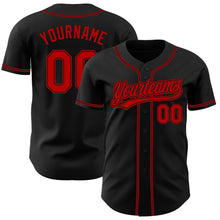 Load image into Gallery viewer, Custom Black Red Authentic Baseball Jersey
