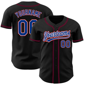 Custom Black Royal-Red Authentic Baseball Jersey