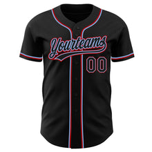 Charger l&#39;image dans la galerie, Custom Black Black Light Blue-Red Authentic Baseball Jersey
