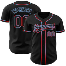 Charger l&#39;image dans la galerie, Custom Black Black Light Blue-Red Authentic Baseball Jersey
