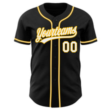 Laden Sie das Bild in den Galerie-Viewer, Custom Black White-Gold Authentic Baseball Jersey
