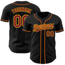 Load image into Gallery viewer, Custom Black Crimson-Gold Authentic Baseball Jersey
