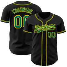 Load image into Gallery viewer, Custom Black Kelly Green-Gold Authentic Baseball Jersey
