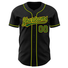 Load image into Gallery viewer, Custom Black Green-Gold Authentic Baseball Jersey
