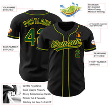 Load image into Gallery viewer, Custom Black Green-Gold Authentic Baseball Jersey
