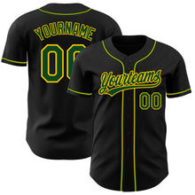 Load image into Gallery viewer, Custom Black Green-Gold Authentic Baseball Jersey
