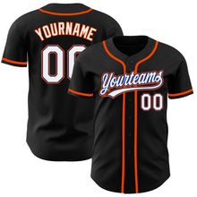 Load image into Gallery viewer, Custom Black White Royal-Orange Authentic Baseball Jersey
