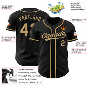 Custom Black Old Gold Authentic Baseball Jersey