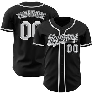 Custom Black Gray-White Authentic Baseball Jersey