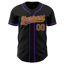 Charger l&#39;image dans la galerie, Custom Black Purple-Gold Authentic Baseball Jersey
