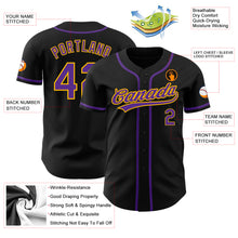 Charger l&#39;image dans la galerie, Custom Black Purple-Gold Authentic Baseball Jersey
