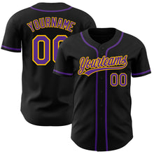 Charger l&#39;image dans la galerie, Custom Black Purple-Gold Authentic Baseball Jersey
