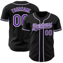 Load image into Gallery viewer, Custom Black Purple-White Authentic Baseball Jersey
