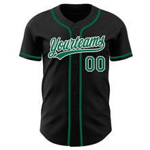 Load image into Gallery viewer, Custom Black Kelly Green-White Authentic Baseball Jersey
