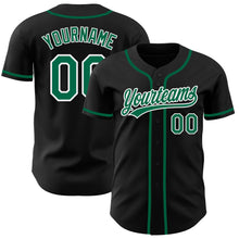 Load image into Gallery viewer, Custom Black Kelly Green-White Authentic Baseball Jersey
