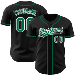 Custom Black Kelly Green-White Authentic Baseball Jersey