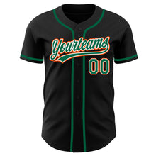 Load image into Gallery viewer, Custom Black Kelly Green-Orange Authentic Baseball Jersey
