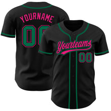 Load image into Gallery viewer, Custom Black Kelly Green-Hot Pink Authentic Baseball Jersey
