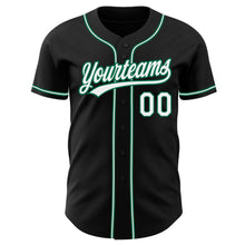 Laden Sie das Bild in den Galerie-Viewer, Custom Black White-Kelly Green Authentic Baseball Jersey
