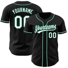 Laden Sie das Bild in den Galerie-Viewer, Custom Black White-Kelly Green Authentic Baseball Jersey
