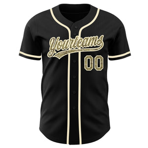 Custom Black Camo-Cream Authentic Baseball Jersey