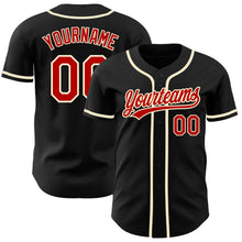 Load image into Gallery viewer, Custom Black Red-Cream Authentic Baseball Jersey
