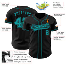 Load image into Gallery viewer, Custom Black Teal Authentic Baseball Jersey
