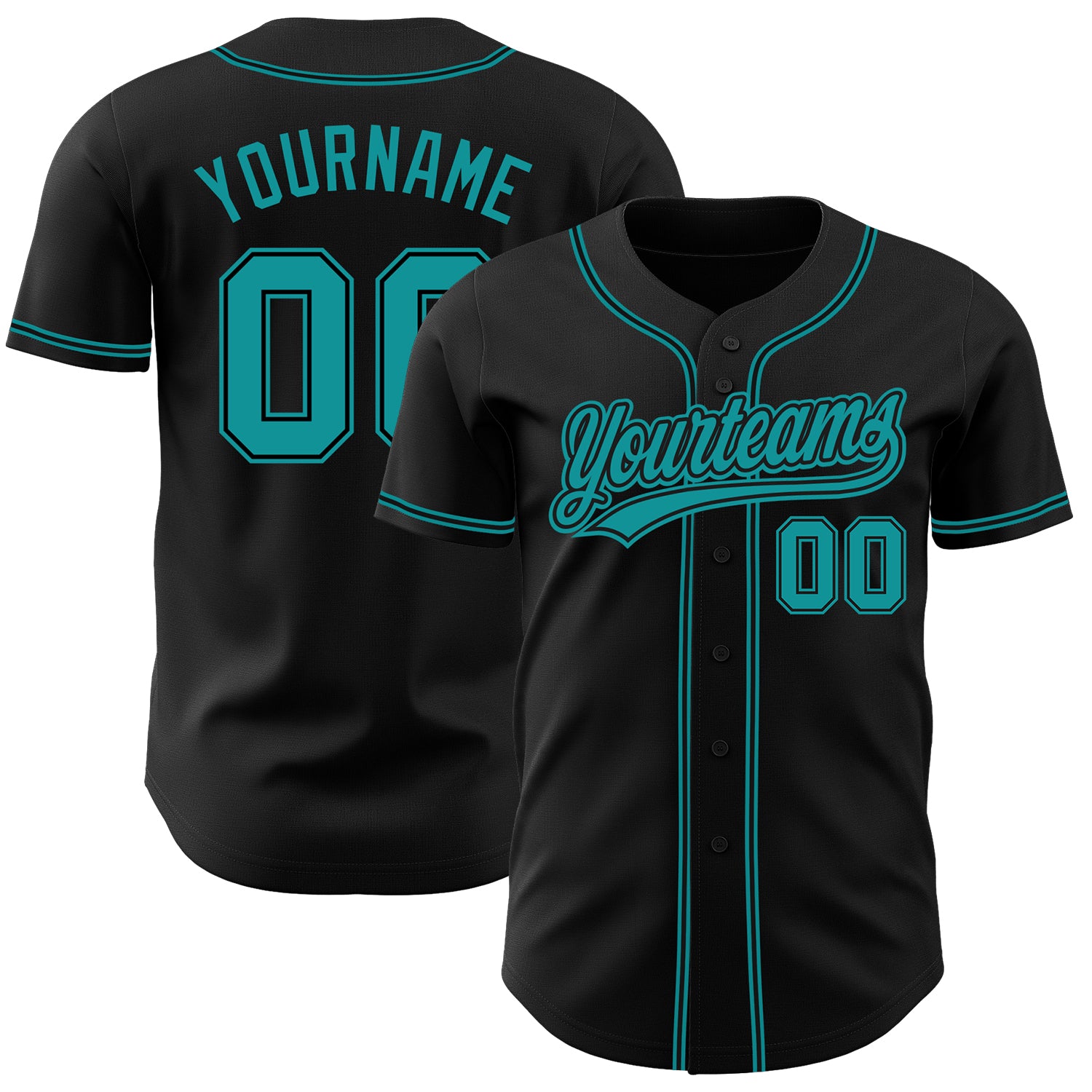 Cheap Custom Black Black-Teal Authentic Baseball Jersey Free