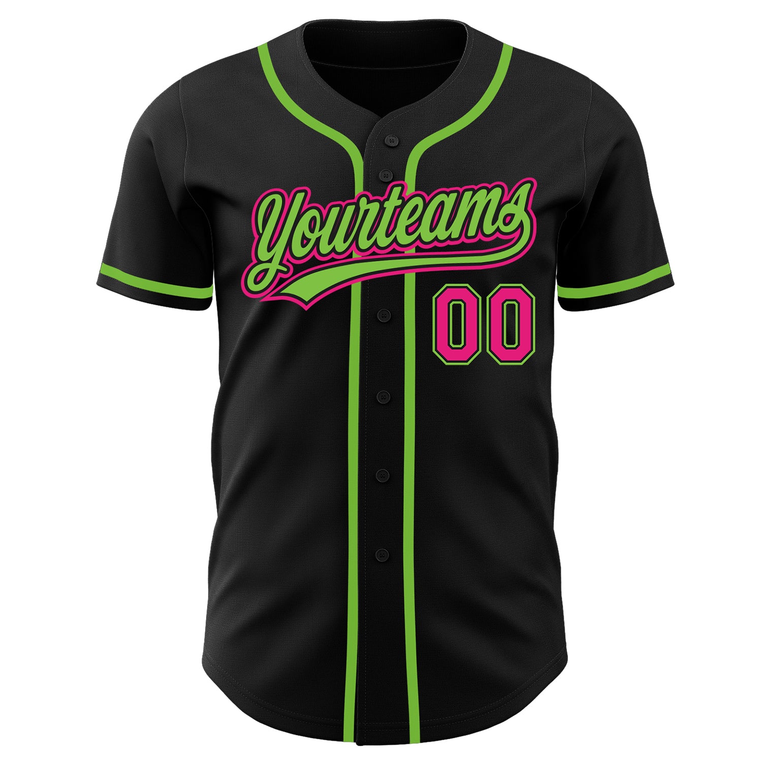 Custom Neon Green Pink-Black Authentic Baseball Jersey Men's Size:M
