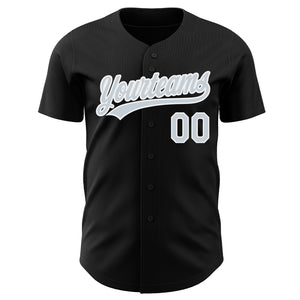 Custom Black Silver-White Authentic Baseball Jersey