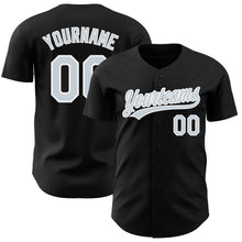 Load image into Gallery viewer, Custom Black Silver-White Authentic Baseball Jersey
