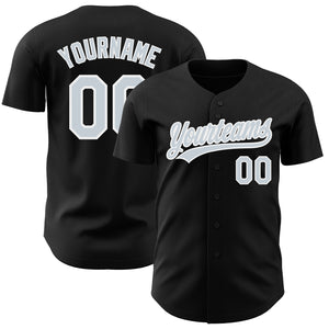 Custom Black Silver-White Authentic Baseball Jersey