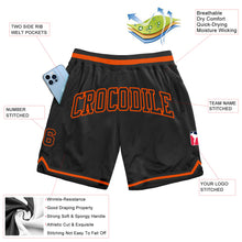 Laden Sie das Bild in den Galerie-Viewer, Custom Black Black-Orange Authentic Throwback Basketball Shorts
