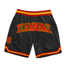 Загрузить изображение в средство просмотра галереи, Custom Black Red-Gold Authentic Throwback Basketball Shorts
