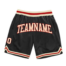 Загрузить изображение в средство просмотра галереи, Custom Black Cream-Red Authentic Throwback Basketball Shorts
