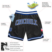 Laden Sie das Bild in den Galerie-Viewer, Custom Black Royal-White Authentic Throwback Basketball Shorts
