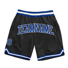 Laden Sie das Bild in den Galerie-Viewer, Custom Black Royal-White Authentic Throwback Basketball Shorts
