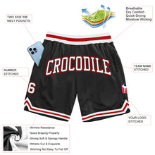 Laden Sie das Bild in den Galerie-Viewer, Custom Black White-Red Authentic Throwback Basketball Shorts
