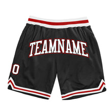 Laden Sie das Bild in den Galerie-Viewer, Custom Black White-Red Authentic Throwback Basketball Shorts
