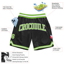 Laden Sie das Bild in den Galerie-Viewer, Custom Black Neon Green-White Authentic Throwback Basketball Shorts
