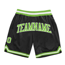 Laden Sie das Bild in den Galerie-Viewer, Custom Black Neon Green-White Authentic Throwback Basketball Shorts
