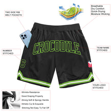 Laden Sie das Bild in den Galerie-Viewer, Custom Black Black-Neon Green Authentic Throwback Basketball Shorts
