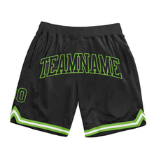 Laden Sie das Bild in den Galerie-Viewer, Custom Black Black-Neon Green Authentic Throwback Basketball Shorts
