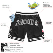 Загрузить изображение в средство просмотра галереи, Custom Black Black-White Authentic Throwback Basketball Shorts
