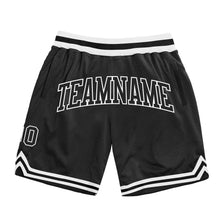 Загрузить изображение в средство просмотра галереи, Custom Black Black-White Authentic Throwback Basketball Shorts
