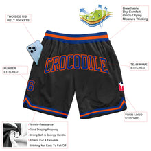 Загрузить изображение в средство просмотра галереи, Custom Black Royal-Orange Authentic Throwback Basketball Shorts
